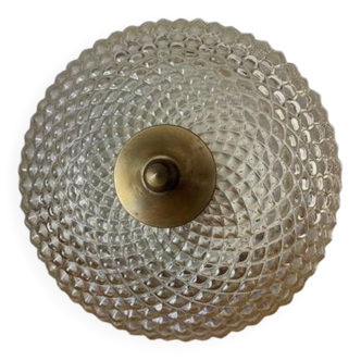 vintage ceiling light in chiseled glass and brass from the 60s