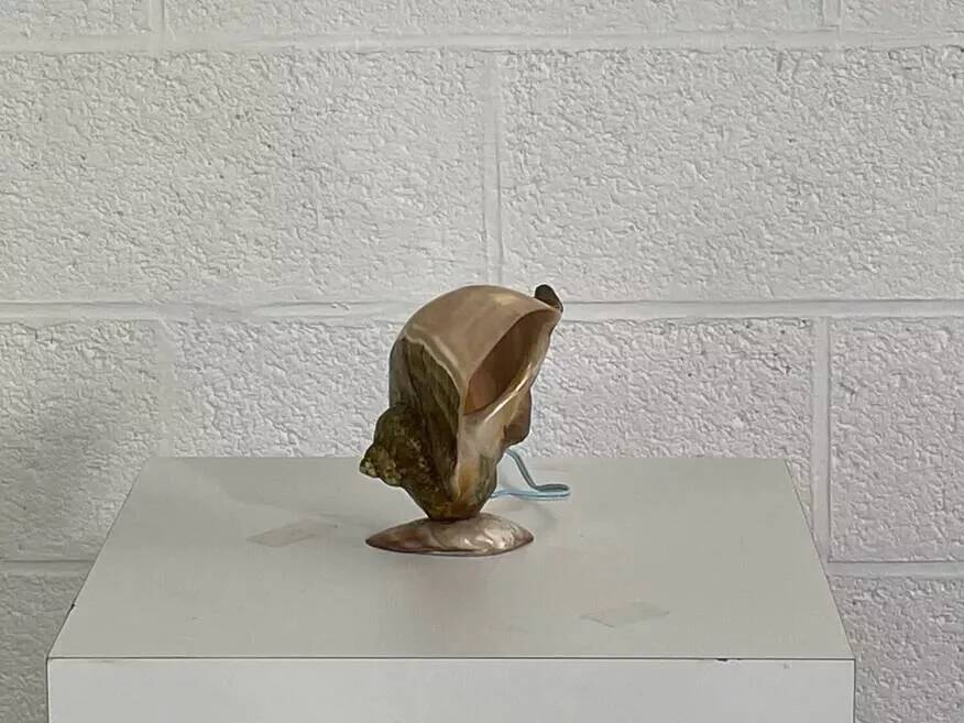 Antique lamp made of mother-of-pearl.