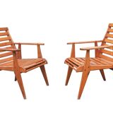 Paire de fauteuils bois