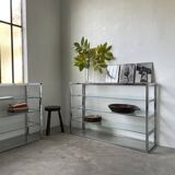 Pair of chrome and glass shelves from the 70s