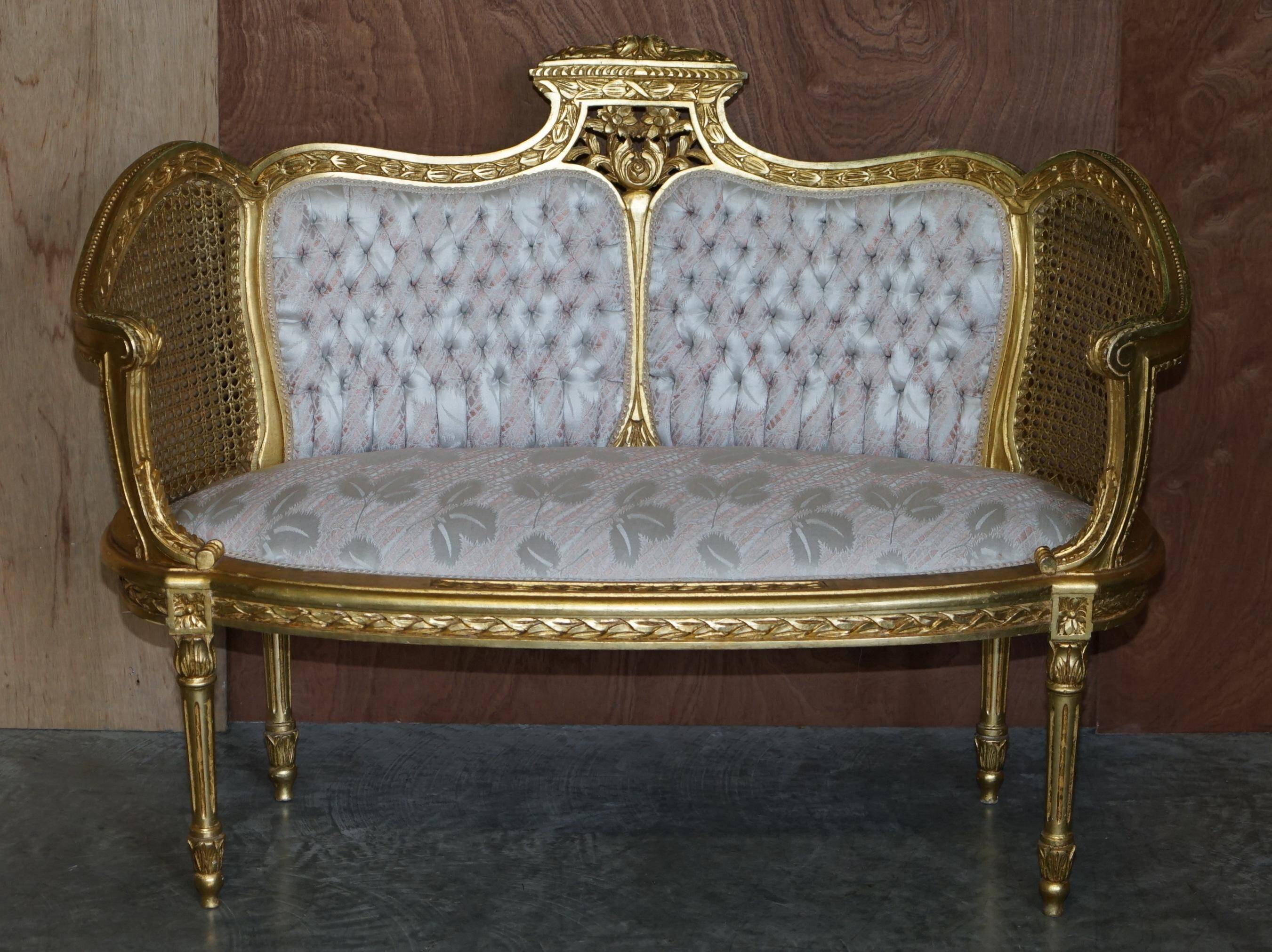 Louis XVI Napoléon III Bergère Canapé in gilded wood