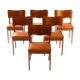 Scandinavian dining chairs, beech & leather 1960