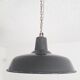 Industrial suspension - Enamelled sheet Dark grey and white - Ø 35 cm -1950