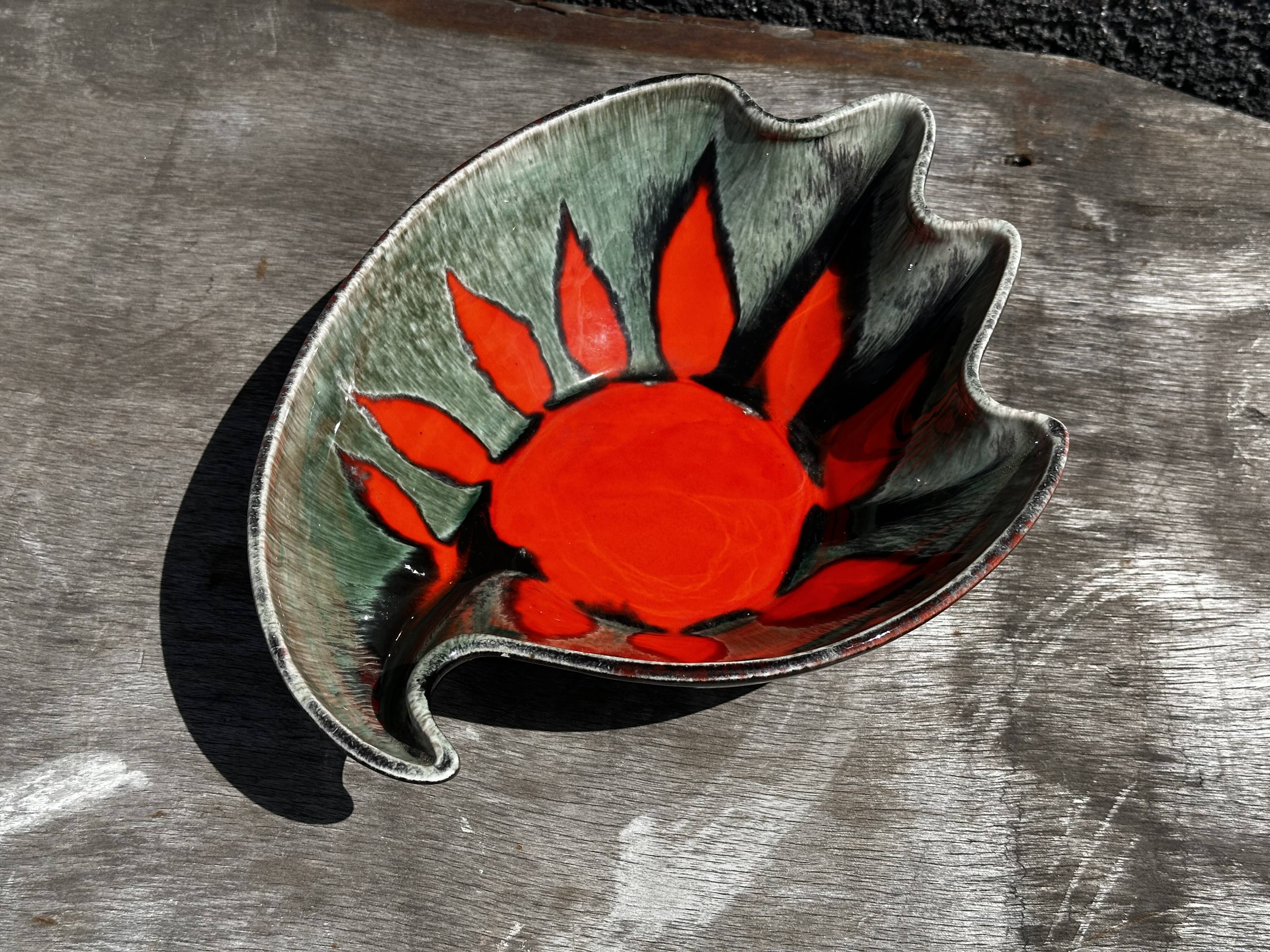 Coupe / Vide Poche - Décor Soleil - Forme Libre - Céramique Elchinger