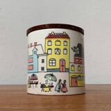 German ceramic box or mid-century biscuit jar with a teak lid by SMF Schramberg Keramik, 1960s