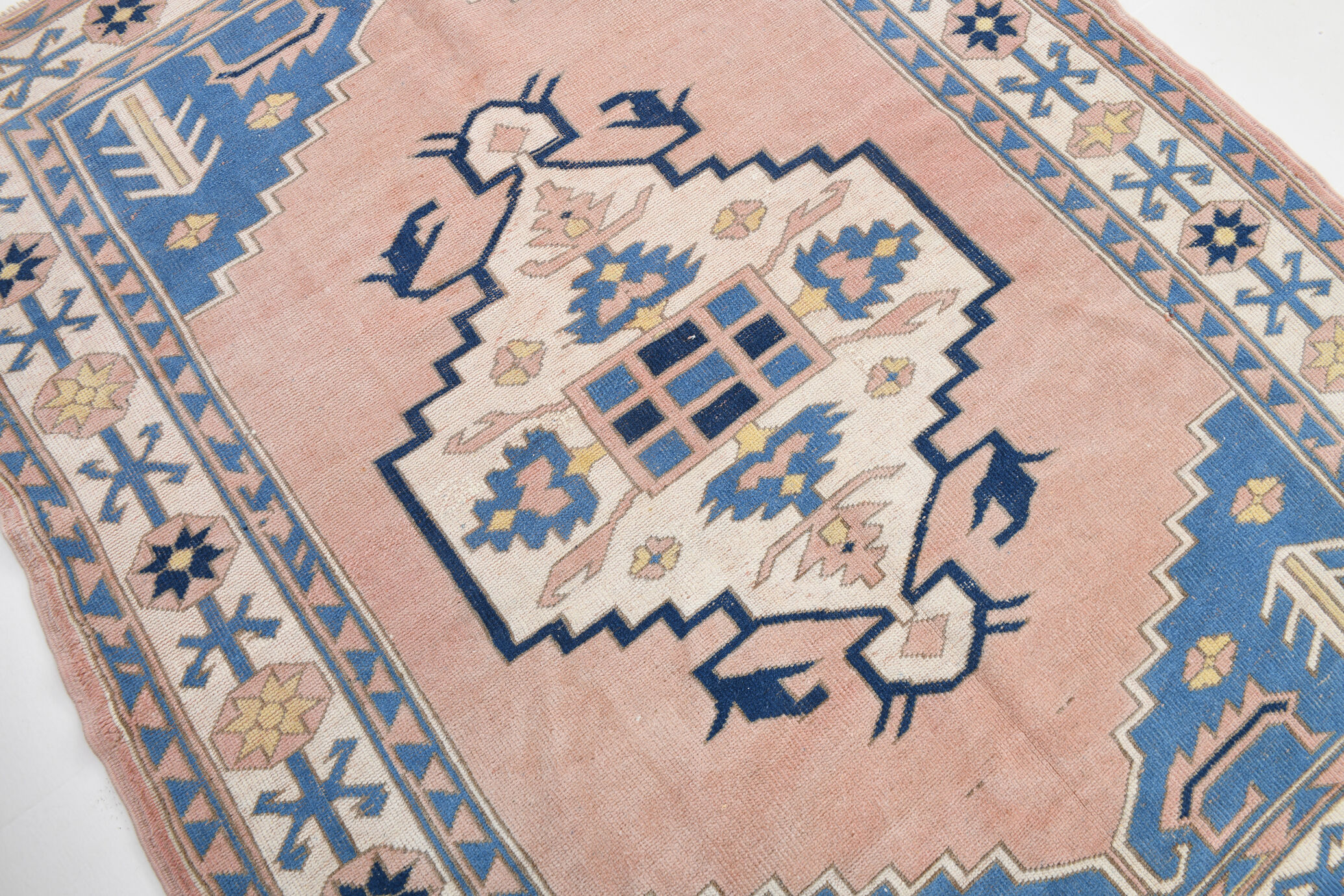6x7 Pink & Blue Oushak Rug, 178x224Cm