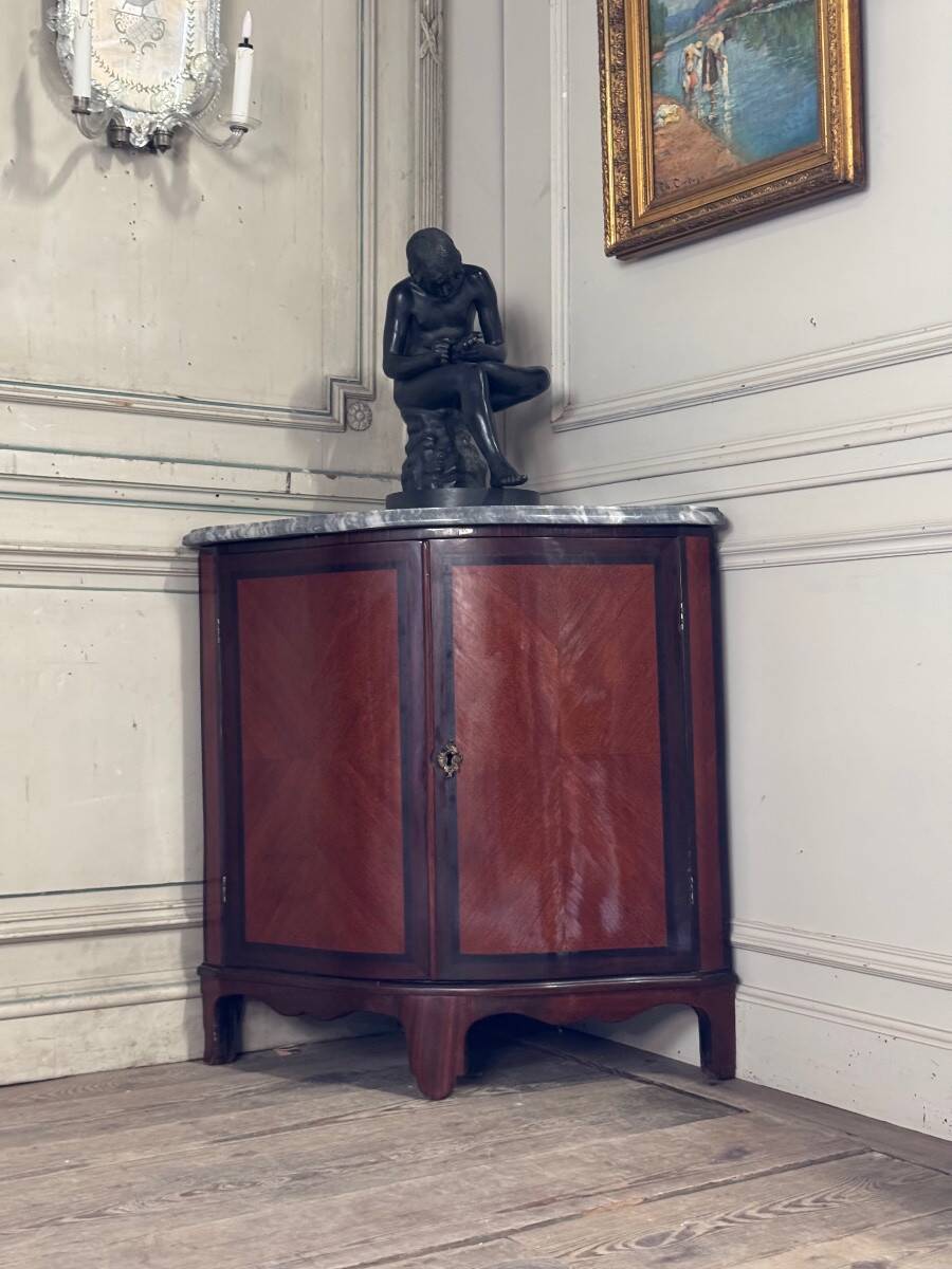 Pair of Console Tables, Mahogany and Rosewood Veneer, Blue Turquin Marble, X