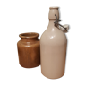 Ensemble bouteilles en céramique blanche MKM & ancien pot à moutarde