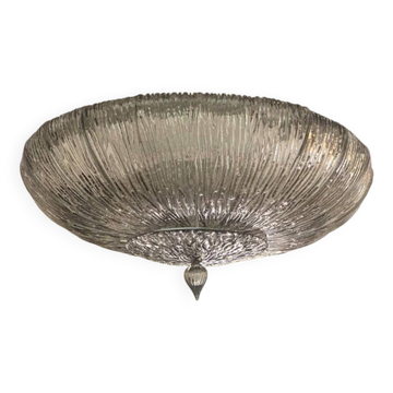 Contemporary Fume' "Brindle" Murano Glass Flush Mount in Venini Style