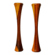 Pair of Scandinavian candleholders in wood, Denmark, 1980s