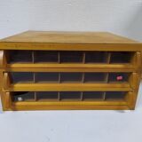 Old haberdashery cabinet drawer display Gutermann wood sewing