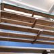 Steel and wooden shelf on wheels