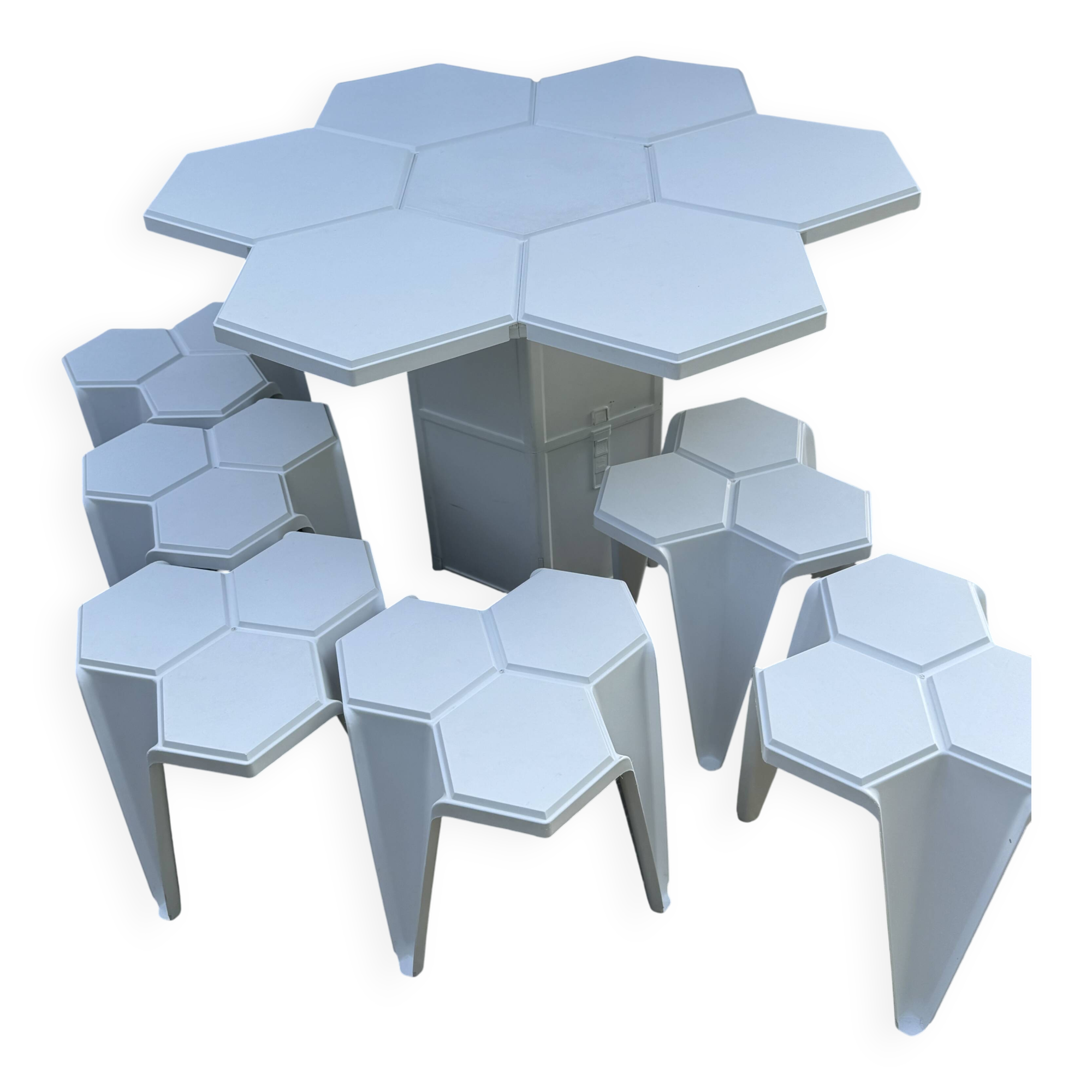 Table et chaises convertibles Jasp Hexagon par Mensa