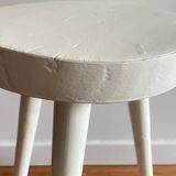 Tabouret tripode bois blanc vintage