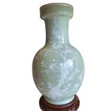 Celadon lamp with opaline 2 lights