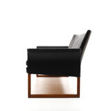 Danish Teak and Black Leather Sofa c.1960