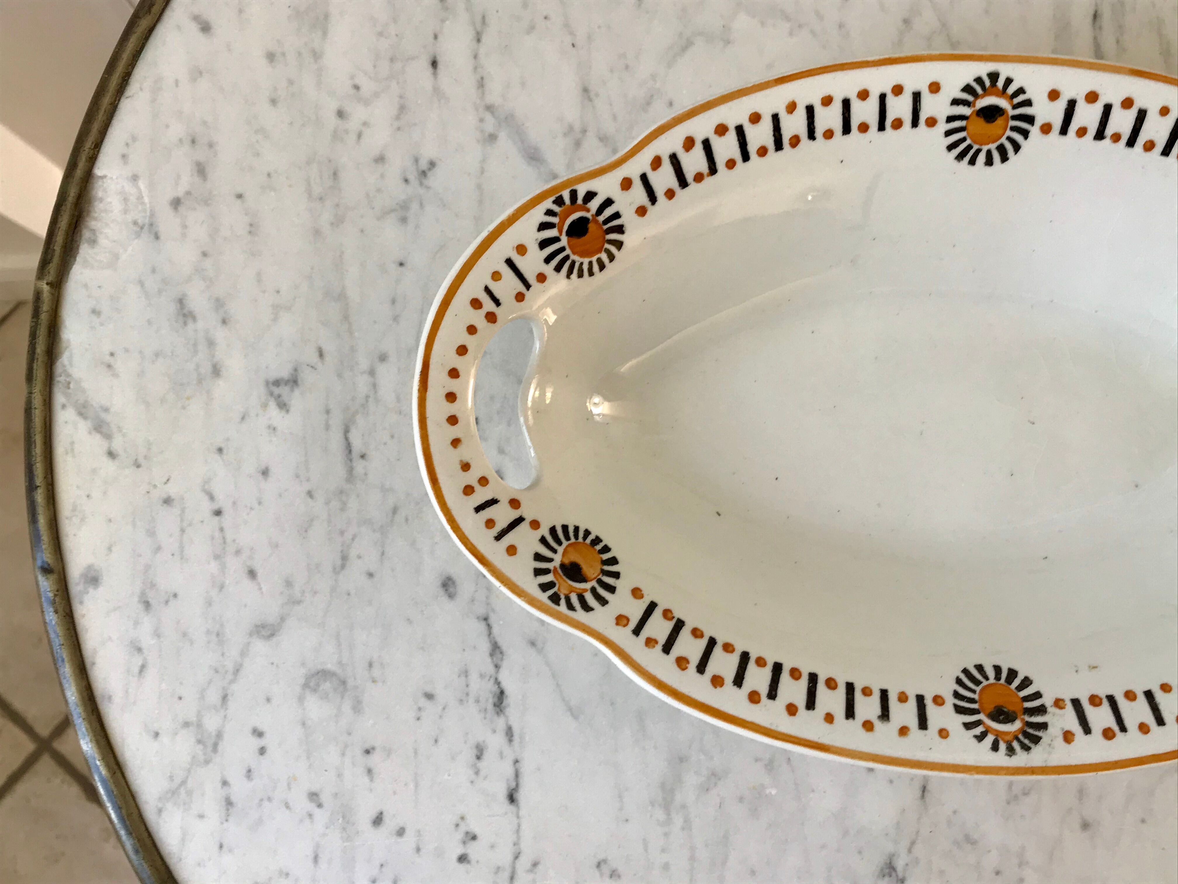Oval and hollow dish longwy model "cézarine" art deco 30s