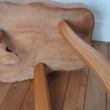 Brutalist tripod stool in solid elm