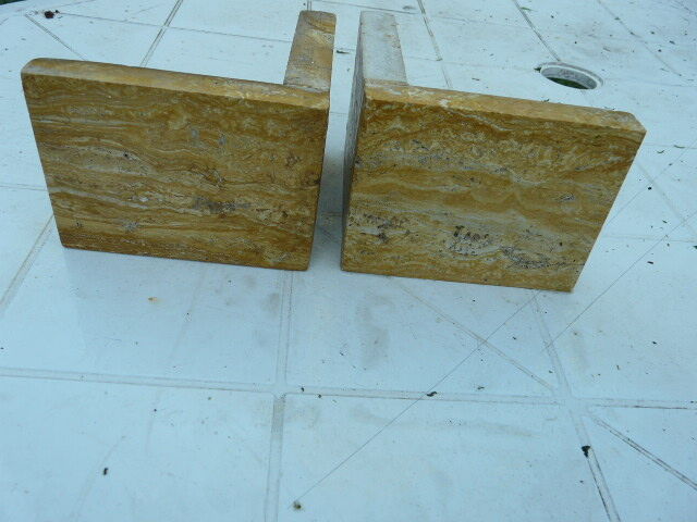Pair of art deco book greenhouses in marble and travertine