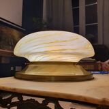 Vintage Midcentury flush mount ceiling lamp in caramel Murano glass | MCM swirl hand-crafted lighting | Retro home decor lamp | Cozy ambient