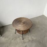 Round wicker coffee table from the 60s