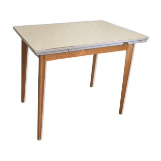 Vintage table 1960's wood and formica with extensions and wooden legs