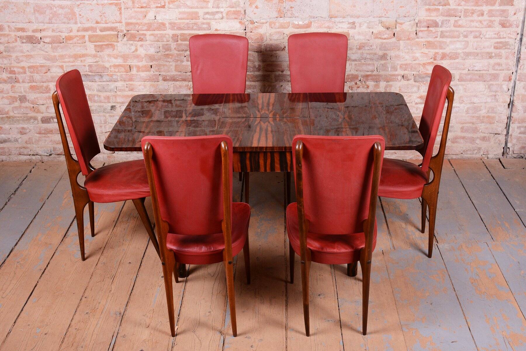 Vintage French Art Deco Chairs by Jules Leleu for Stella, 1940s, Set of 6