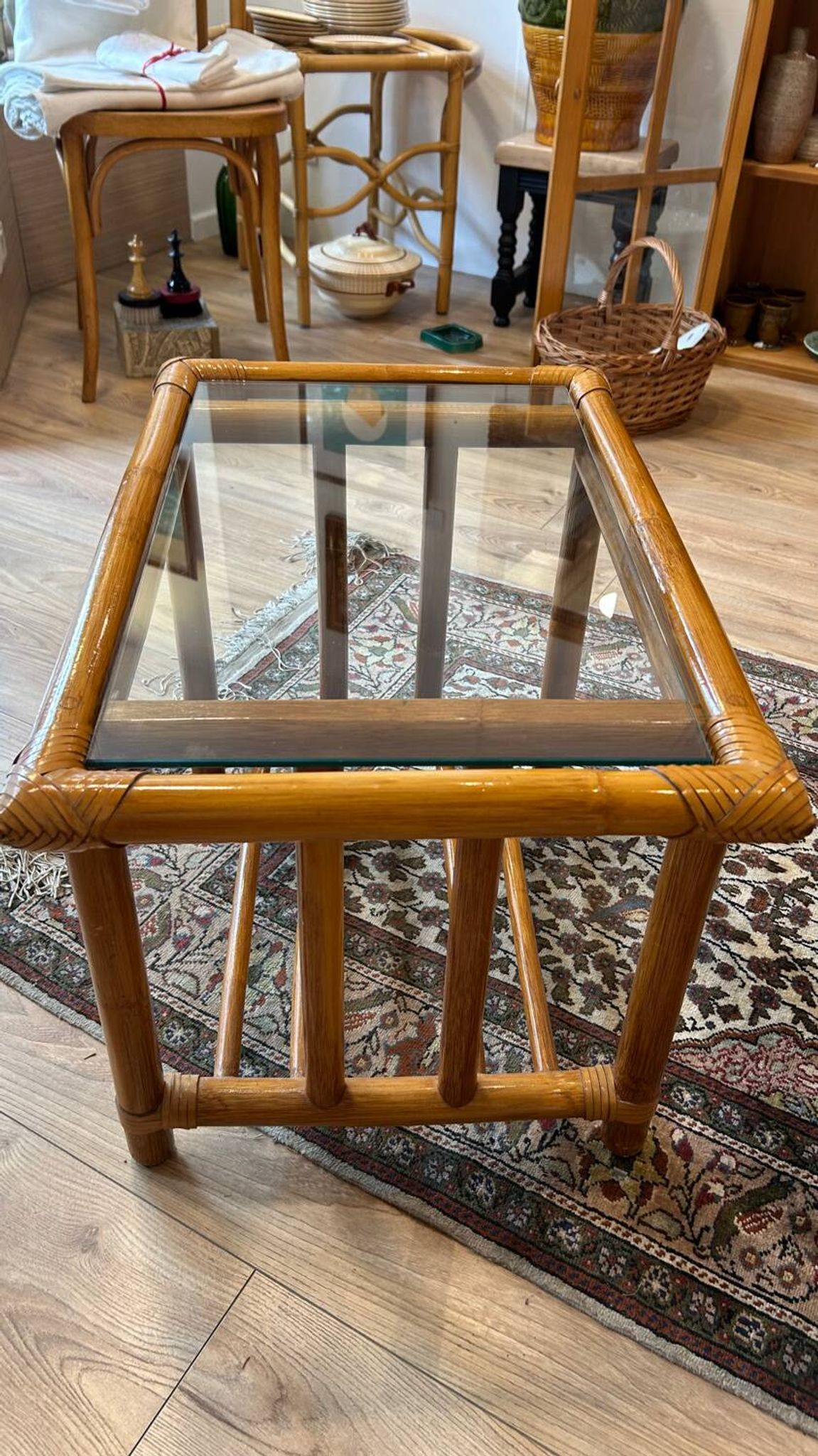 Table basse rotin vintage