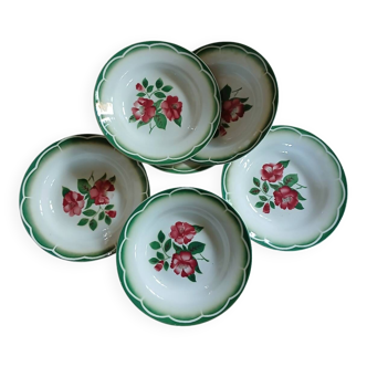 6 antique deep plates from Digoin and Sarreguemines