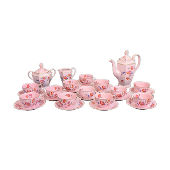 Epiag Czechoslovakia 27-piece art deco pink porcelain coffee set