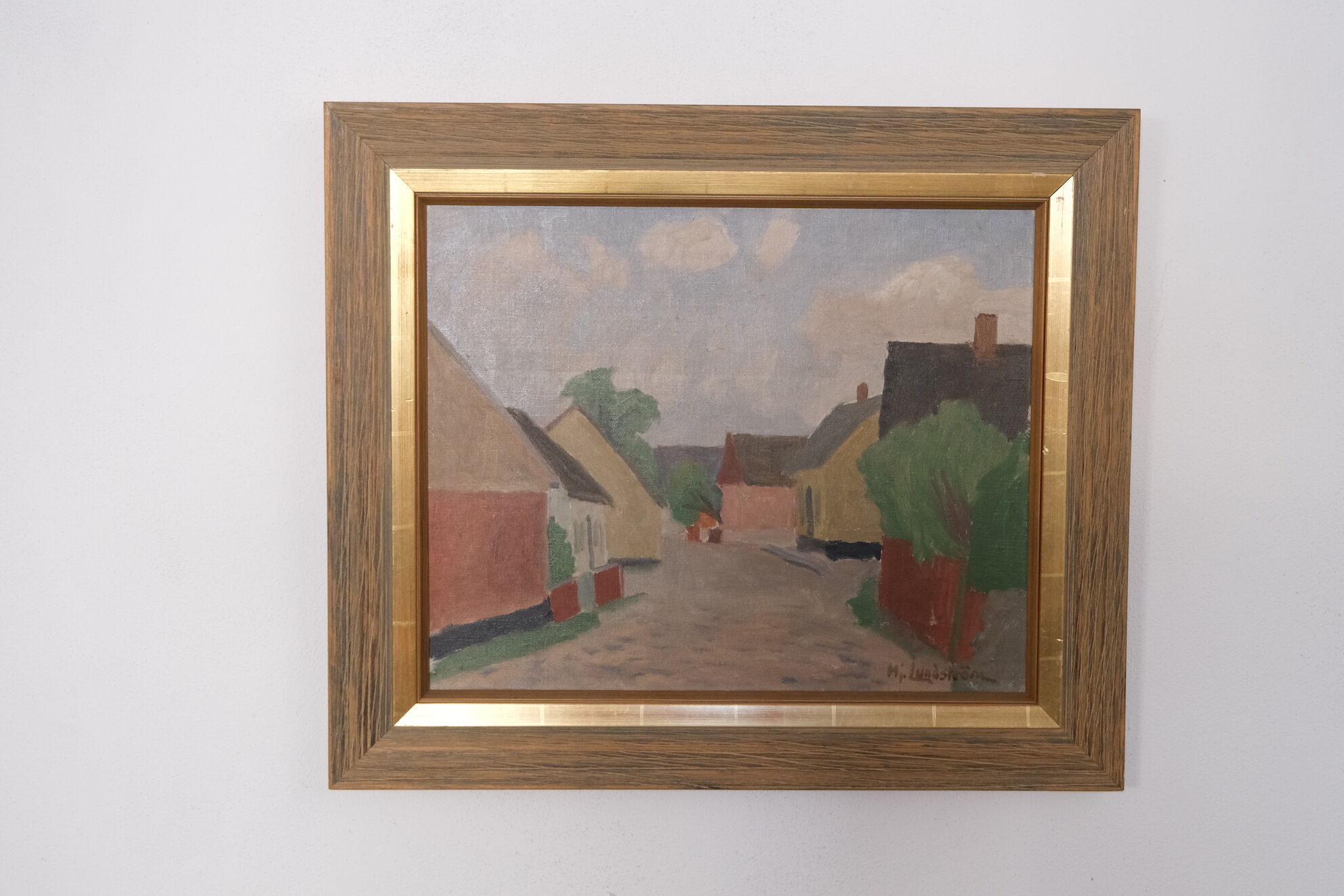 Modernist landscape painting by Hjalmar Lundström 1950's