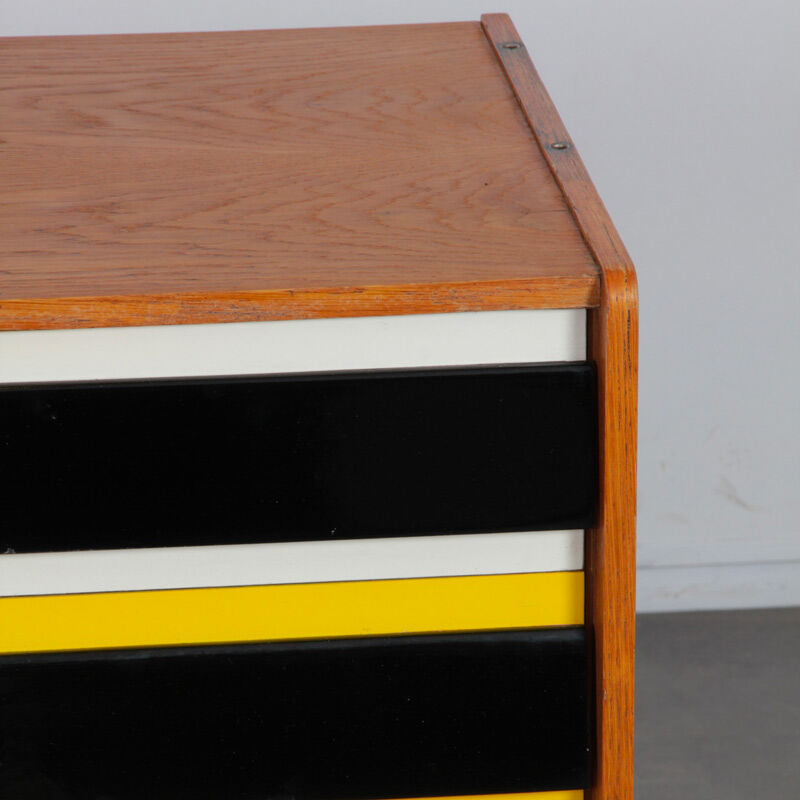 Yellow and black chest of drawers, model U-453, by Jiri Jiroutek, 1960