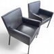 Pair manet minotti arm chairs 2004 / dark brown leather / chrome