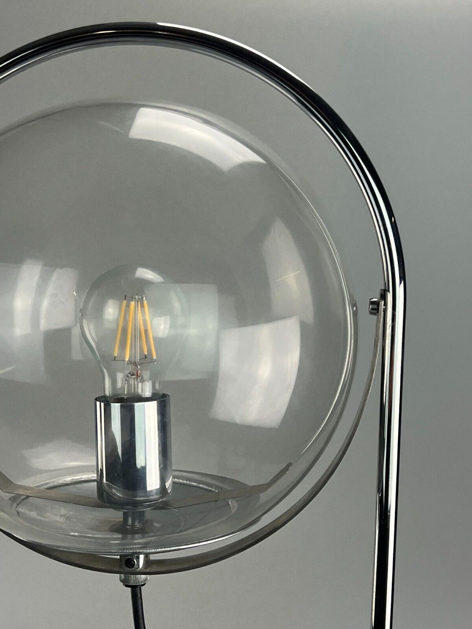 Lampe à boule de table space age design verre métal, 60s 70s