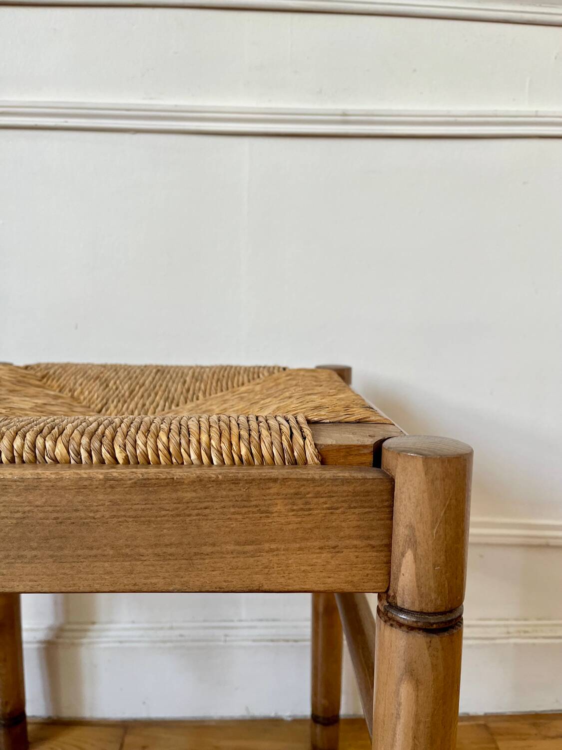 Straw and old wood stool