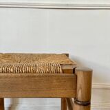Straw and old wood stool