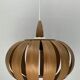 Scandinavian UFO Mushroom Pendants in Wood Veneer, 1970s