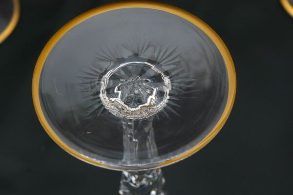 ST LOUIS Excellence - 4 grands Verres à vin en cristal taillé doré - H 22,4