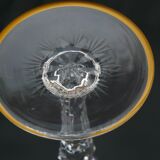 ST LOUIS Excellence - 4 large gold cut crystal wine glasses - H 22.4