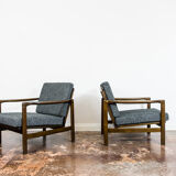 Pair of Restored Black B-7522 armchairs by Zenon Bączyk, 1960’s
