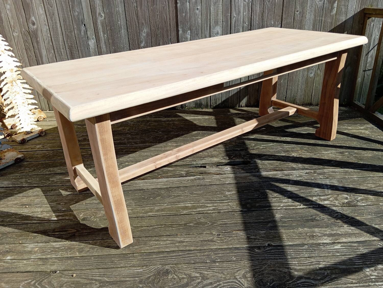 Raw wood farmhouse table