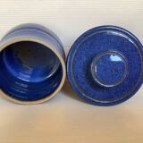 Blue ceramic water butter dish