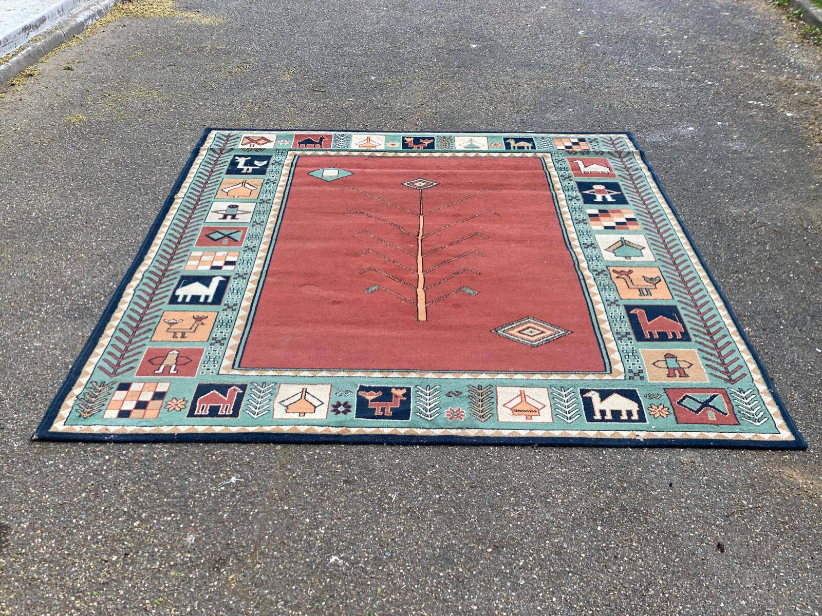 Tapis persan Gabbeh rouge rosé 200x300cm