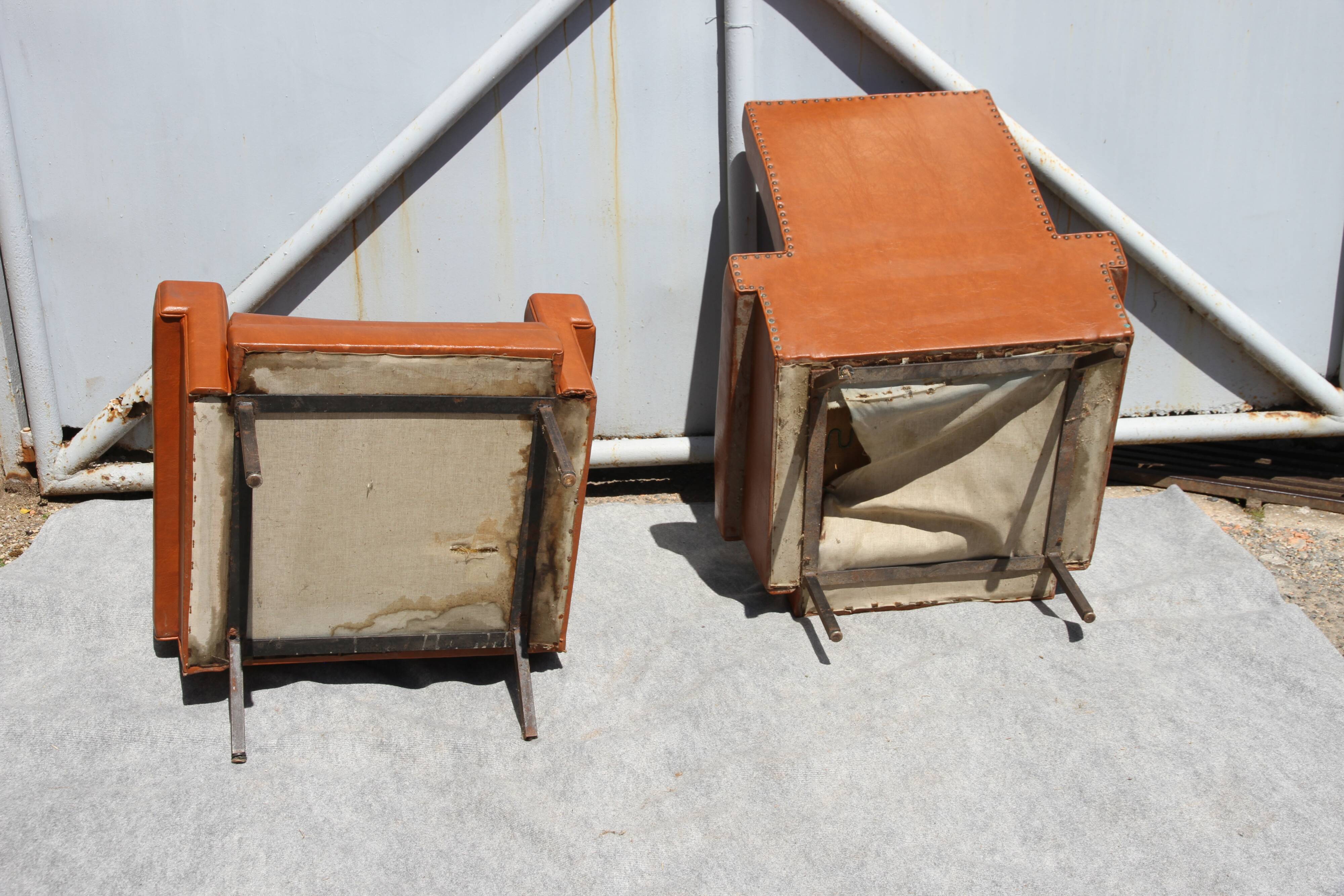 Pair of armchairs in skai, 20th century