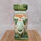 Cendrier éléphant en céramique émaillée vert et ocre – style asiatique vintage
