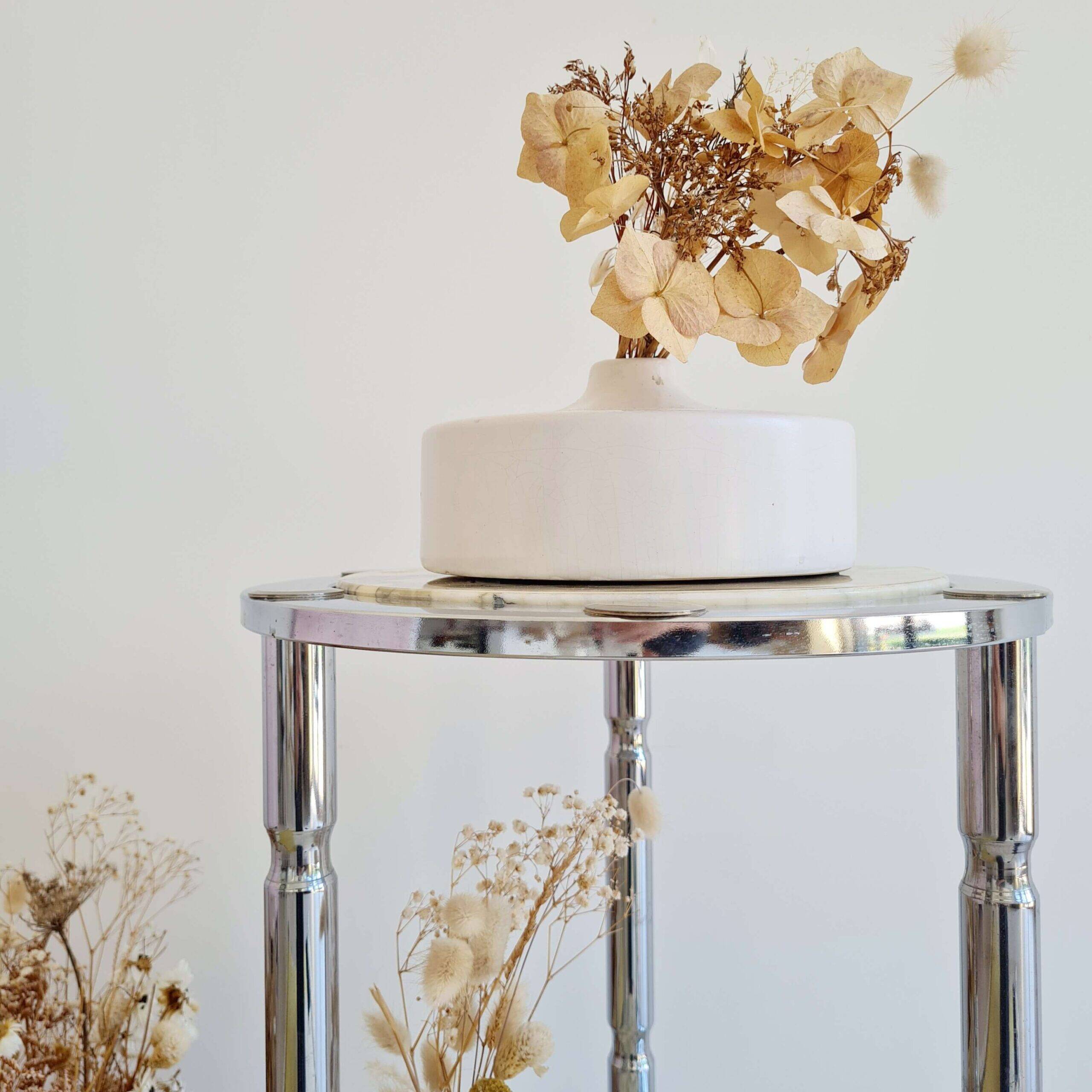 Table d'appoint en marbre et chrome, Italie années 70