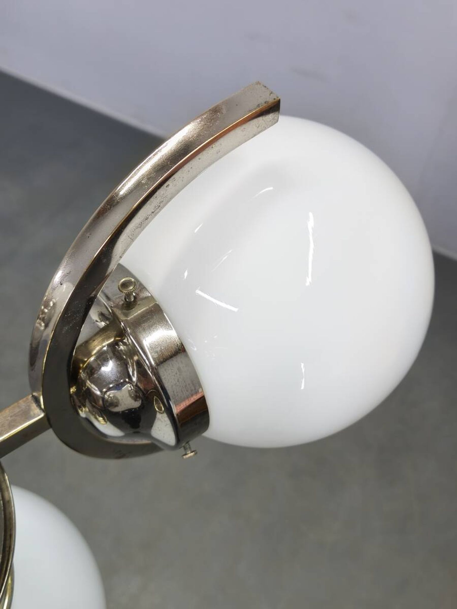 Art Deco Nickel and Glass Chandelier, 1930s