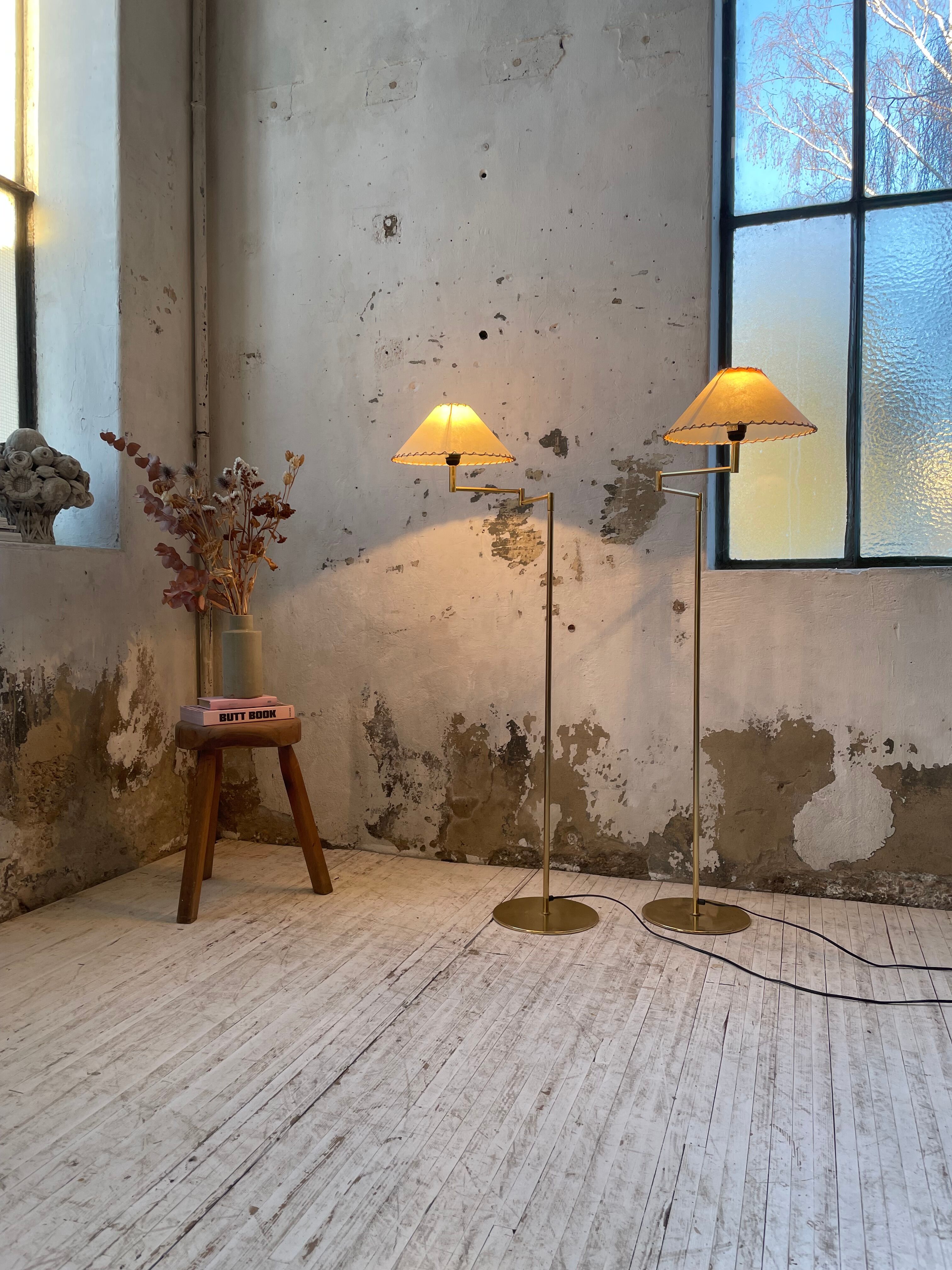 Pair of SCE floor lamps articulated brass 70s