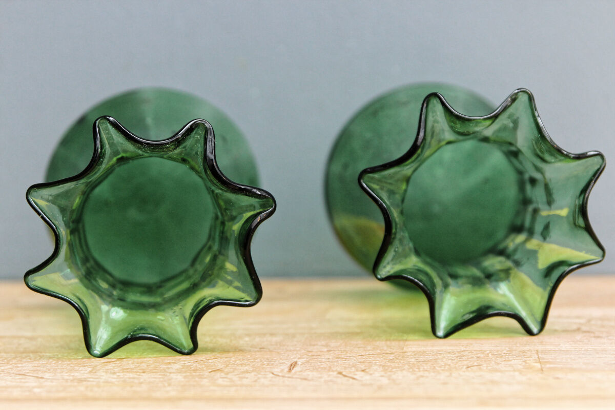 Pair of vases with collars, blown glass