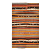 Tapis kilim vintage turc rayé multicolore à motifs géométriques, 190x320Cm
